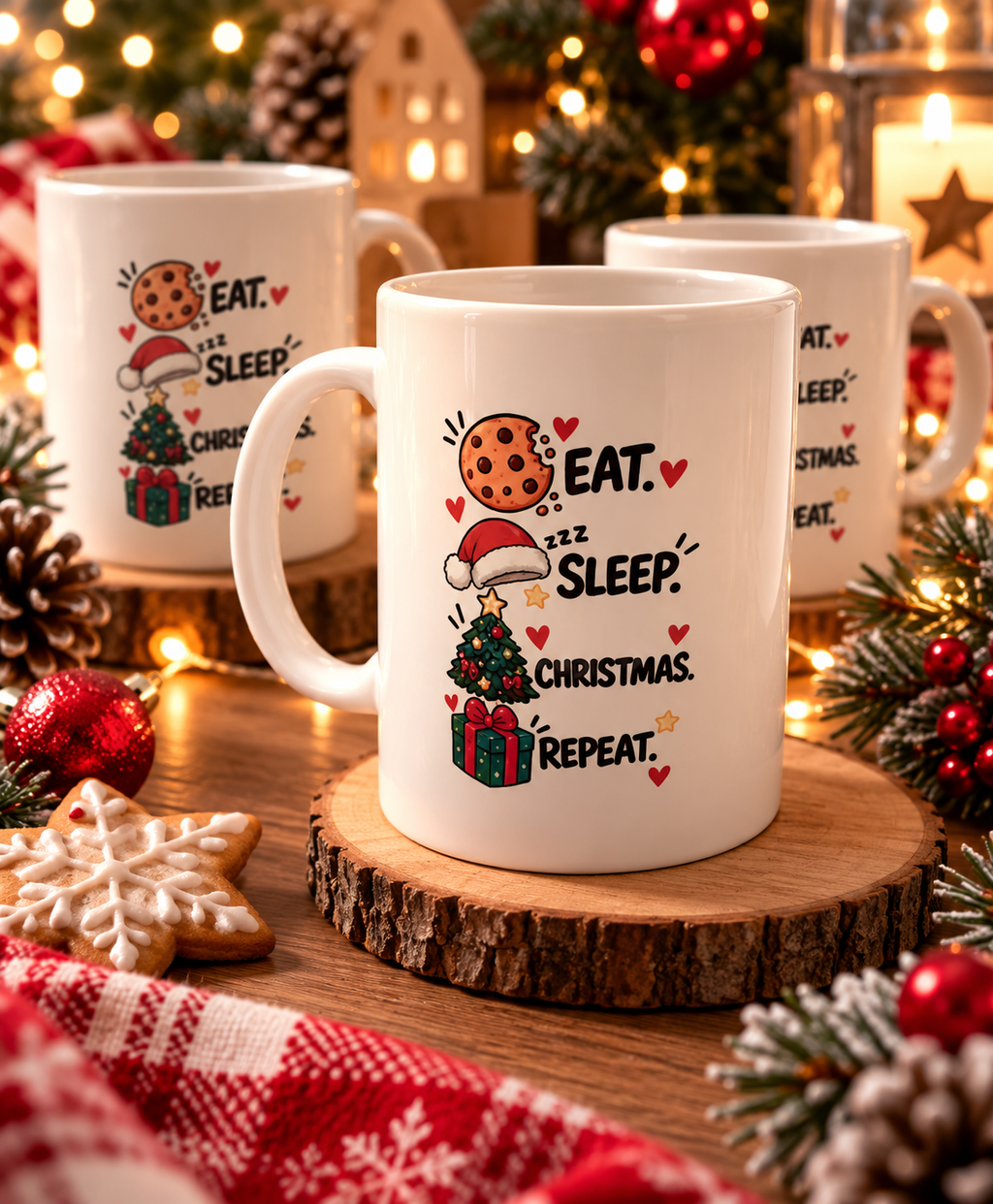 Mug de Noël personnalisable – Gnomes et motifs festifs