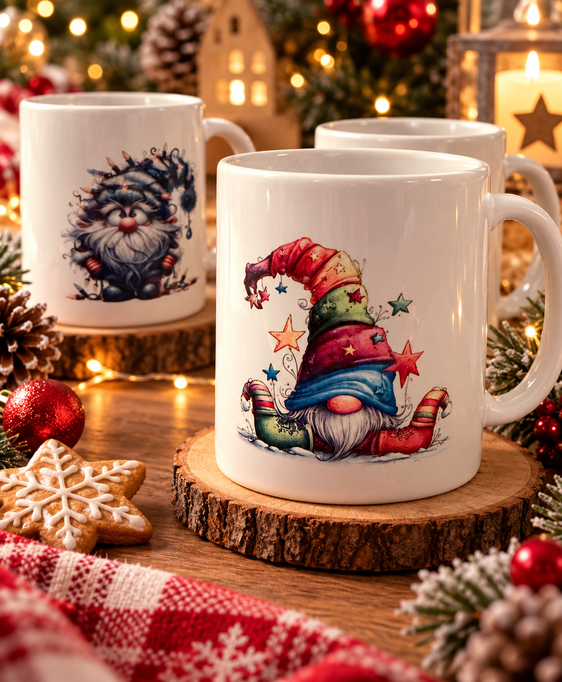 Mug de Noël personnalisable – Gnomes et motifs festifs