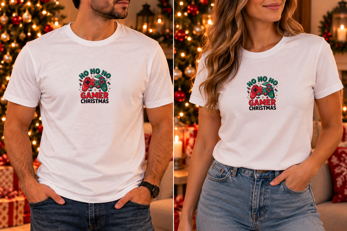 T-shirt de Noël adulte personnalisable – Gamer Christmas