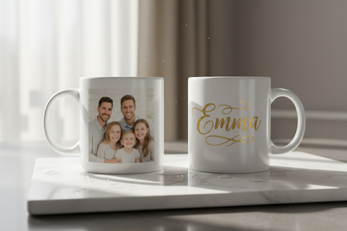 Deux mugs personnalisés - photo et prénom